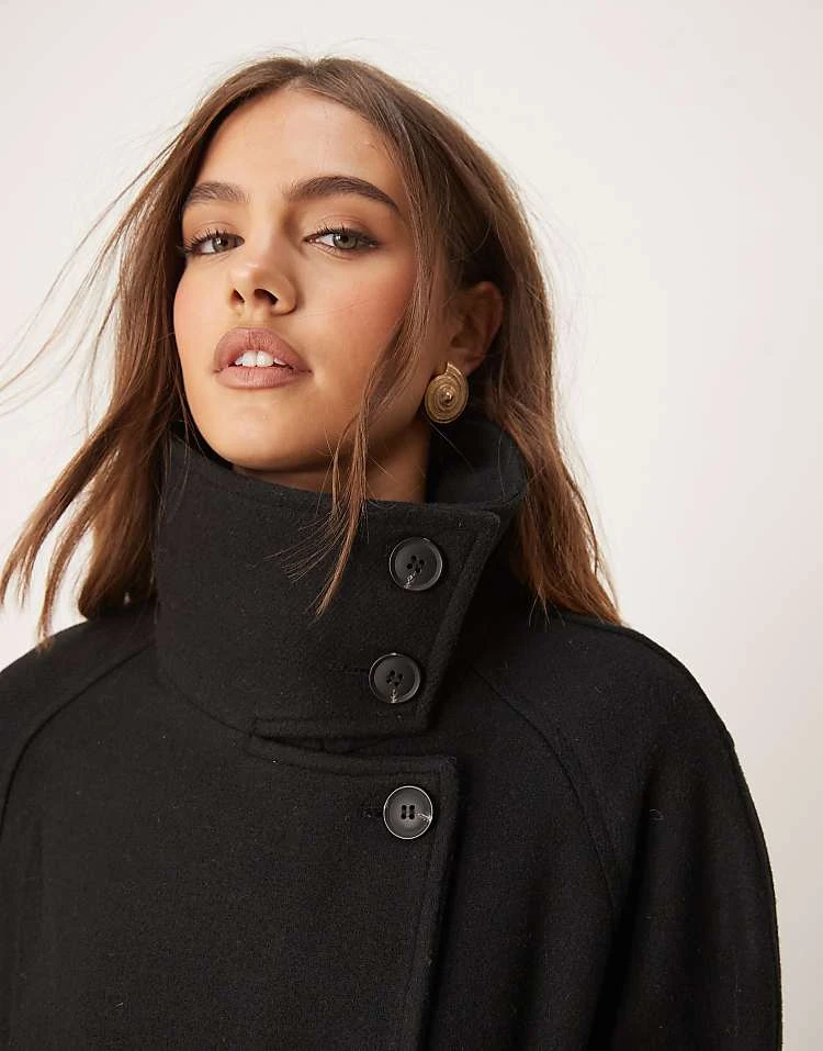 Gina Tricot Wool Blend Belted Midaxi Coat With Funnel Neck Detail In Black For Women 4 Gina Tricot Wool Blend Belted Midaxi Coat With Funnel Neck Detail In Black For Women - Image 2
