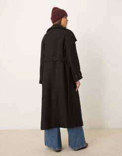 Gina Tricot Wool Blend Belted Midaxi Coat With Funnel Neck Detail In Black For Women 10 Gina Tricot Wool Blend Belted Midaxi Coat With Funnel Neck Detail In Black For Women -Curated Apparel Shop 207680907 4