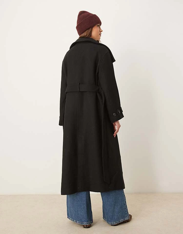 Gina Tricot Wool Blend Belted Midaxi Coat With Funnel Neck Detail In Black For Women 6 Gina Tricot Wool Blend Belted Midaxi Coat With Funnel Neck Detail In Black For Women - Image 4