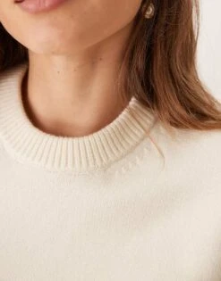 Gina Tricot Crew Neck Knitted Sweater With Wide Sleeves In Cream For Women -Curated Apparel Shop 207680915 4