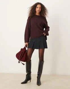Gina Tricot Soft Knit Sweater In Dark Wine Burgundy For Women -Curated Apparel Shop 207680924 1 burgundy 1
