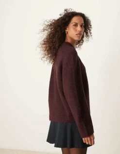 Gina Tricot Soft Knit Sweater In Dark Wine Burgundy For Women -Curated Apparel Shop 207680924 4