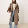 Gina Tricot Wool Blend Belted Midaxi Coat With Funnel Neck Detail In Beige For Women -Curated Apparel Shop 207680932 1 beige