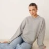 Gina Tricot Crew Neck Knitted Sweater With Wide Sleeves In Grey Melange For Women -Curated Apparel Shop 207680939 1 greymelange