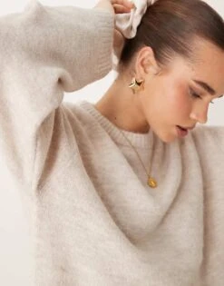 Gina Tricot Soft Knit Sweater In Light Beige Melange For Women -Curated Apparel Shop 207680993 3