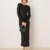 Gina Tricot Fluted Sleeve Sequin Maxi Dress With Open Back In Black For Women -Curated Apparel Shop 207731304 1 black
