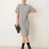 Gina Tricot Knitted Midaxi T-shirt Dress In Grey Melange For Women Mid Grey Mel (8022) -Curated Apparel Shop 207731410 1 midgreymel8022