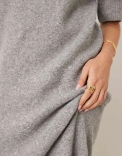 Gina Tricot Knitted Midaxi T-shirt Dress In Grey Melange For Women Mid Grey Mel (8022) -Curated Apparel Shop 207731410 3