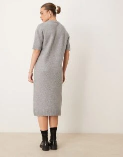 Gina Tricot Knitted Midaxi T-shirt Dress In Grey Melange For Women Mid Grey Mel (8022) -Curated Apparel Shop 207731410 4