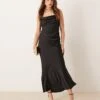 Gina Tricot Satin Bias Cut Maxi Dress With Low Back Lace Insert In Black For Women -Curated Apparel Shop 207731435 1 black