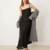 Gina Tricot Strappy Maxi Dress With Sheer Jacquard Overlay In Black For Women -Curated Apparel Shop 207731497 1 black