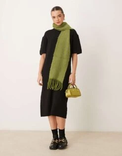 Gina Tricot Knitted Midaxi T-shirt Dress In Black For Women