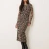 Gina Tricot Long Sleeve Midi Mesh Dress In Leopard Print For Women -Curated Apparel Shop 207731520 1 leopardprint