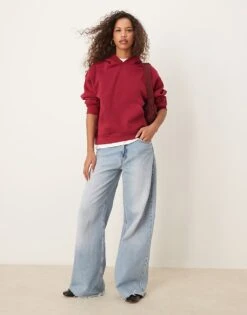 Gina Tricot Oversized Hoodie In Burgundy For Women -Curated Apparel Shop 207732020 4