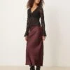 Gina Tricot Satin Midi Skirt In Burgundy For Women -Curated Apparel Shop 207732034 1 burgundy