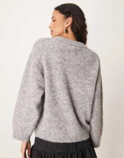 Gina Tricot Super Soft Knit Oversized Sweater In Grey Melange For Women Dark Grey Melange -Curated Apparel Shop 207732082 4