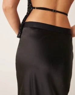 Gina Tricot Satin Midi Skirt In Black For Women -Curated Apparel Shop 207732098 4