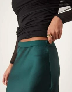 Gina Tricot Satin Midi Skirt In Dark Green For Women -Curated Apparel Shop 207732116 5