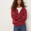 Gina Tricot Zip Through Oversized Hoodie In Burgundy For Women -Curated Apparel Shop 207732141 1 burgundy