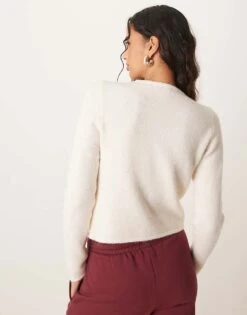 Gina Tricot Knitted Cardigan In Cream For Women -Curated Apparel Shop 207732174 4