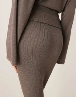 Gina Tricot Co-ord Metallic Fine Knit Maxi Skirt In Dark Beige For Women -Curated Apparel Shop 207736503 4