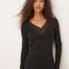 Gina Tricot Long Sleeve Lace V Neck Top In Black For Women -Curated Apparel Shop 207736520 1 black
