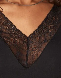 Gina Tricot Long Sleeve Lace V Neck Top In Black For Women -Curated Apparel Shop 207736520 4