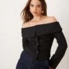 Gina Tricot Off Shoulder Tailored Blazer In Black For Women -Curated Apparel Shop 207736554 1 black