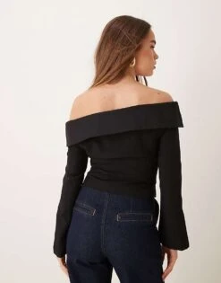 Gina Tricot Off Shoulder Tailored Blazer In Black For Women -Curated Apparel Shop 207736554 4