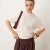 Gina Tricot Short Sleeve Knitted Jumper In Warm White For Women Cream -Curated Apparel Shop 207736571 1 cream
