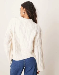 Gina Tricot Chunky Cable Knit Sweater In Cream For Women -Curated Apparel Shop 207736598 3