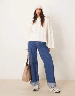 Gina Tricot Chunky Cable Knit Sweater In Cream For Women -Curated Apparel Shop 207736598 4