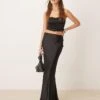 Gina Tricot Satin Maxi Skirt With Back Hem Godet Detail In Black For Women -Curated Apparel Shop 207736644 1 black