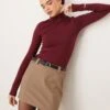 Gina Tricot Soft Touch Long Sleeve Jersey High Neck Top In Burgundy For Women -Curated Apparel Shop 207736670 1 burgundy