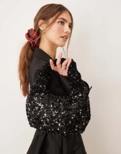 Gina Tricot Mini Slouchy Tote Sequin Bag In Black For Women