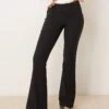 Gina Tricot Low Rise Flare Leg Trousers With Double Button Waistband In Black For Women -Curated Apparel Shop 207736718 1 black