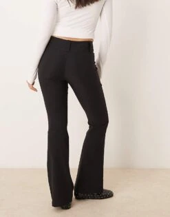 Gina Tricot Low Rise Flare Leg Trousers With Double Button Waistband In Black For Women -Curated Apparel Shop 207736718 3