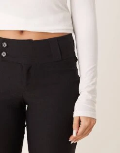 Gina Tricot Low Rise Flare Leg Trousers With Double Button Waistband In Black For Women -Curated Apparel Shop 207736718 5