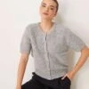 Gina Tricot Supersoft Textured Knit Short Sleeve Cardigan In Grey Melange For Women -Curated Apparel Shop 207736732 1 greymelange