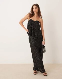 Gina Tricot Mix & Match Sequin Strapless Top And Skirt -Curated Apparel Shop 207736852 1 black