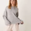 Gina Tricot Super Soft Fluffy Knit Oversize Hoodie In Grey Melange For Women Grey Melange -Curated Apparel Shop 207736883 1 greymelange