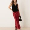Gina Tricot Satin Maxi Skirt With Back Hem Godet Detail In Burgundy Red For Women -Curated Apparel Shop 207736921 1 burgundy