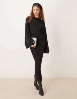 Gina Tricot Co-ord Metallic Fine Knit In Black