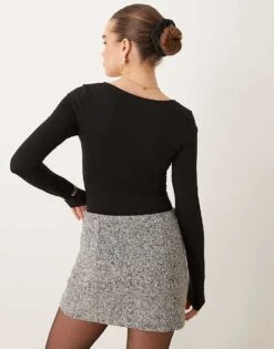 Gina Tricot Soft Touch Long Sleeve Scoop Neck Bodysuit In Black For Women -Curated Apparel Shop 207736966 3