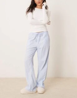 Gina Tricot Woven Stripe Lounge Pyjama Trouser Pants In Blue Stripe For Women -Curated Apparel Shop 207737703 1 bluestripe 1