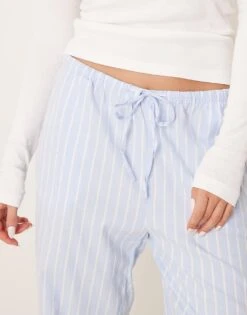 Gina Tricot Woven Stripe Lounge Pyjama Trouser Pants In Blue Stripe For Women -Curated Apparel Shop 207737703 3