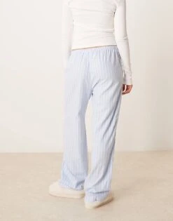 Gina Tricot Woven Stripe Lounge Pyjama Trouser Pants In Blue Stripe For Women -Curated Apparel Shop 207737703 4