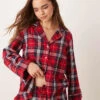 Gina Tricot Mix And Match Flannel Pyjama Shirt Top In Red Check For Women -Curated Apparel Shop 207737717 1 redcheck