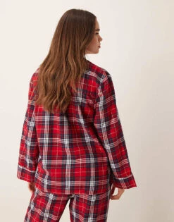 Gina Tricot Mix And Match Flannel Pyjama Shirt Top In Red Check For Women -Curated Apparel Shop 207737717 3