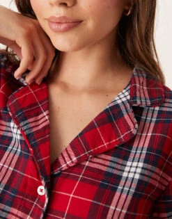 Gina Tricot Mix And Match Flannel Pyjama Shirt Top In Red Check For Women -Curated Apparel Shop 207737717 4